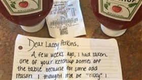 撞車,番茄醬,餐廳,現世報,修車,撞車,車禍,道歉,紐澤西州,美國,小偷, 圖／翻攝自推特