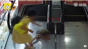 （圖／翻攝自梨視頻）中國,漢川,電扶梯,女童,捲入