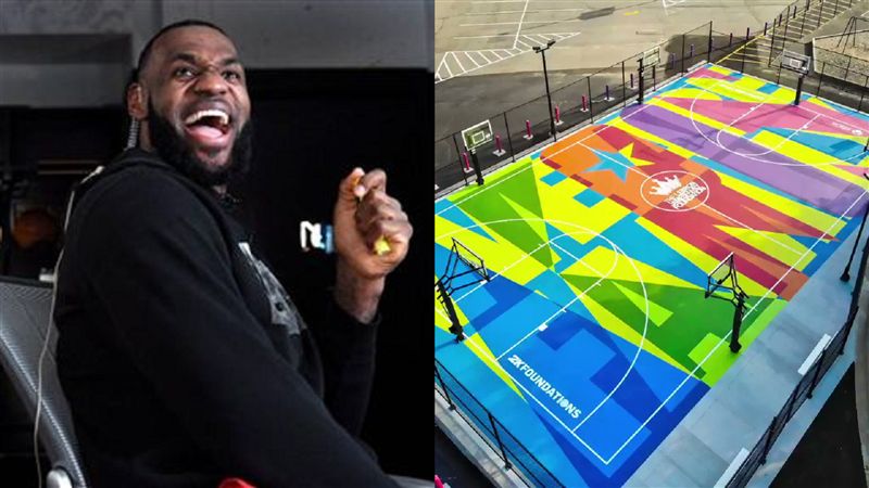 NBA／詹皇自辦學校球場…超繽紛！