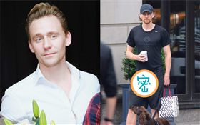 湯姆希德斯頓在街頭遛狗被民眾捕獲。（翻攝自推特）