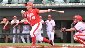 味全龍打擊教練張泰山打擊。（圖／記者王怡翔攝影）