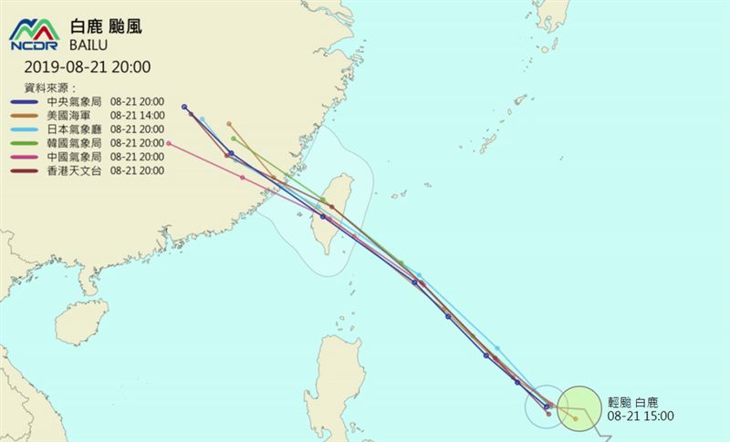 白鹿颱風將直撲台？各國預測路徑出爐