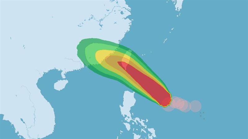 白鹿海警發布！一張圖看全台侵襲機率