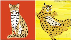 比較圖，（左）為俄國設計的石虎，（右）為觀光局新設計的石虎。（合成圖／翻攝自臉書）