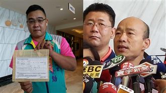 韓國瑜上台頒獎　獲贈「罷韓」壽司捲