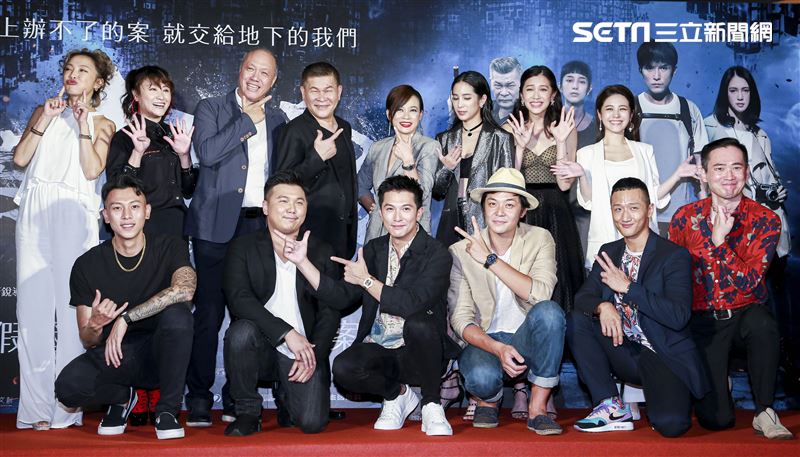 《第九分局》首映會，監製王鈞、導演王鼎霖、主演邱澤、溫貞菱、劉奕兒、楊雁雁、澎恰恰、演員海裕芬、姚元浩、張允曦、高英軒、應蔚民、瘦子、張語噥。（圖／記者林士傑攝影）