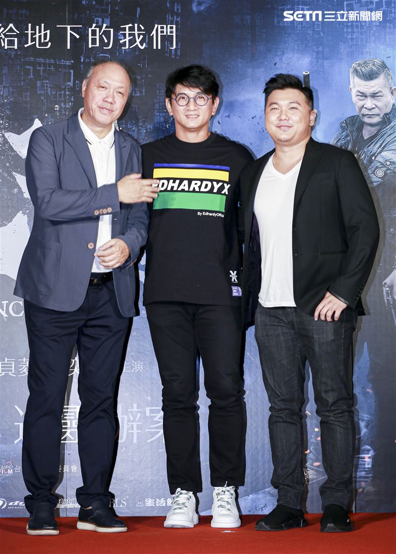 《第九分局》首映會，監製王鈞、導演王鼎霖、觀影嘉賓吳奇隆。（圖／記者林士傑攝影）