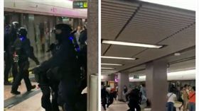 港警強勢進入地鐵站。（組合圖／翻攝自幫港出聲 Silent Majority臉書）