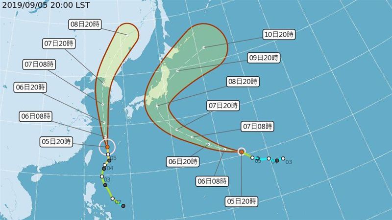劍魚尾雨彈炸周末　法西颱風路徑公佈