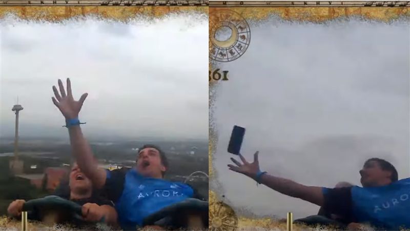 玩雲霄飛車手機噴飛！後座男超神一抓
