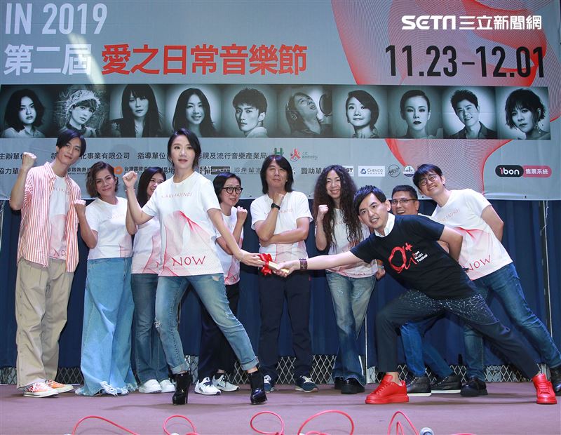 陶晶瑩、萬芳、李英宏、江美琪、郭蘅祈、李壽全、黃韻玲、陳建騏、馬毓芬「第二屆愛之日常音樂節」售票記者會。（記者邱榮吉/攝影）