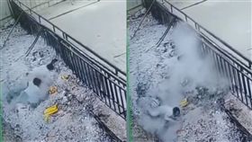 金爐,香灰池,火坑,燒傷,金紙,寺廟,河南,知覺,溫度,血水,皮膚,　圖／翻攝自梨視頻