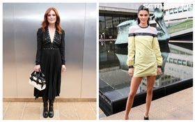 美國超模與Longchamp形象代言人Kendall Jenner -美國知名女演員Julianne Moore -英國超模Kate Moss與女兒Lila Mos -美國知名女演員Linda Cardellini 大陸超模孫菲菲 現身Longchamp的2020春夏時尚大秀