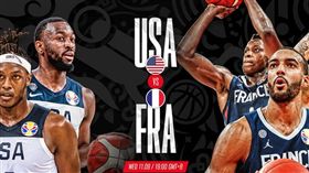 ▲世界盃8強賽美國對法國。（圖／取自FIBA官網）