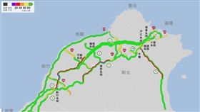 中秋連假,國道,壅塞,時速不到,40公里(圖/取自高公局即時路況網頁1968.freeway.gov.tw)