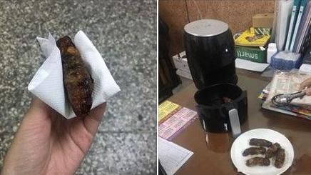 悲劇！試用氣炸鍋　蝦捲變「條狀物」