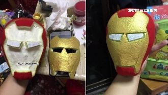 神人！爸用柚子做「可拆鋼鐵人頭盔」