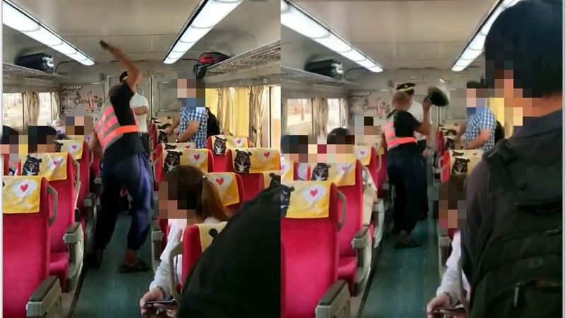 影片曝！男怒打列車長、搶手機狠摔地