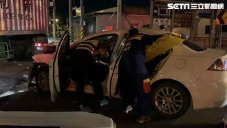 轎車對決貨櫃車！男滿臉血斷腿受困