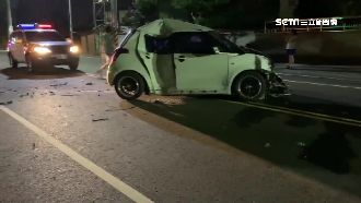 競速飆車自撞成金龜車　駕駛奇蹟生還