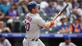 ▲阿隆索（Pete Alonso）本季第49轟，追平麥奎爾（Mark McGwire）新秀全壘打紀錄。（圖／美聯社）