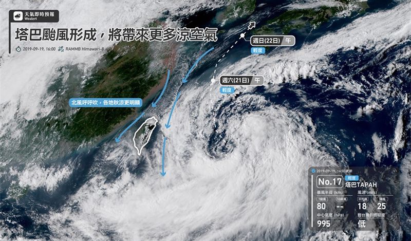 塔巴帶雨來　一篇看影響地區降雨時程