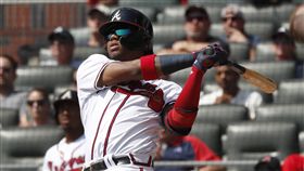 ▲亞古納（Ronald Acuna Jr.）打出本季第40轟，差3次盜壘加入40-40俱樂部。（圖／美聯社／達志影像）