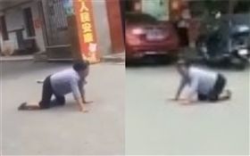 中國大陸,湖南省,老奶奶,學狗叫,學狗爬（圖／翻攝自微博）