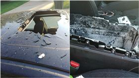 乾洗髮放車內竟爆炸！少女買車不到3個月…汽車天窗全碎裂（圖／翻攝自Christine Bader Debrecht臉書）