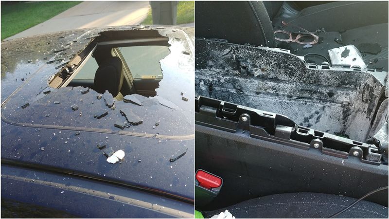 乾洗髮放車內竟爆炸！汽車天窗全碎裂