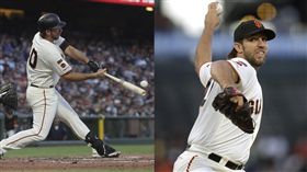 ▲邦加納（Madison Bumgarner）7局飆9K，還敲出本季第2轟。（圖／美聯社／達志影像）