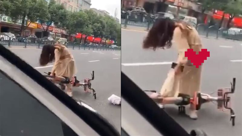 妹子裙卡住褲褲走光　他兩難：該幫？