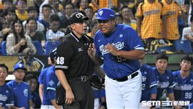 ▲中信兄弟與富邦悍將比賽，富邦總教練陳連宏抗議。（圖／記者王怡翔攝影）