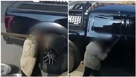 輪胎輕碰到魚盆！老翁氣炸拿扁擔爆衝　狂捶300萬豪車(圖/翻攝自梨視頻)