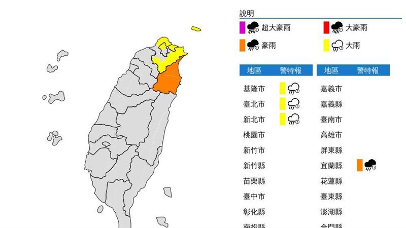 嚴防強降雨！北部4縣市豪大雨特報