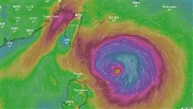 米塔颱風,風場圖,翻攝自windy