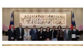 網路流傳偽造總統府懸掛字畫，總統府提供偽造照片（圖一）與真實照片（圖二）的對比。（圖／總統府提供）