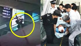 逛街邊追劇！低頭男慘成「人球」　狠摔30階手扶梯秒爆血（圖／翻攝自上游新聞）