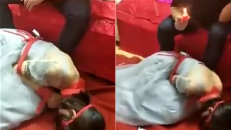 伴娘雙手被綑綁　慘遭男親友滴蠟虐待