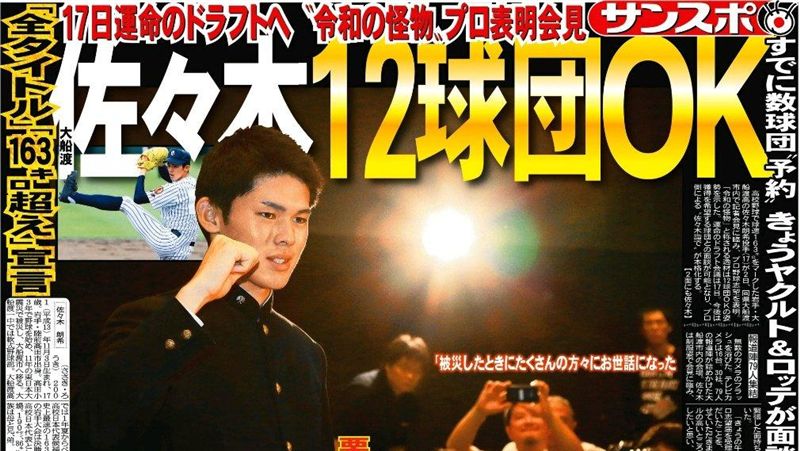 日職／佐佐木朗希　9球團想第一指名