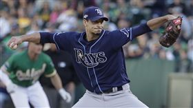 ▲光芒35歲老將莫頓（Charlie Morton）美聯外卡殊死戰5局僅失1分。（圖／美聯社／達志影像）