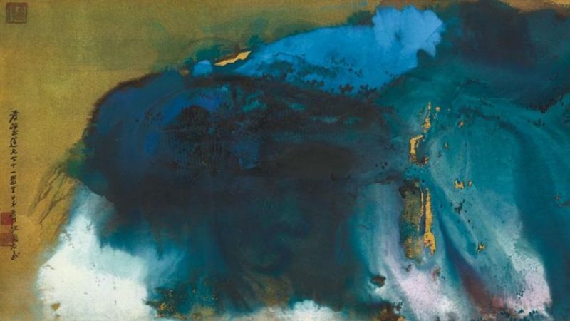 張大千遭竊的畫作《春山雲瀑》出現在蘇富比拍賣上「估價1.5億」,讓黃君璧女兒黃湘詅急報案(圖/翻攝自蘇富比官網)
