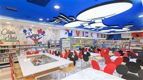 超商成迪士尼樂園  業者：聯名店業績均成長2成超商業者推出米奇聯名店，主題門市空間達55坪，從地板到天花板處處都能看見米奇身影，超商猶如迪士尼樂園。（統一超商提供）中央社記者蔡芃敏傳真　108年10月3日