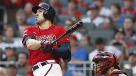 ▲勇士杜瓦（Adam Duvall）代打開轟，勇士扳平紅雀。（圖／美聯社／達志影像）