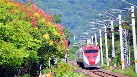 台灣欒樹爭奇鬥豔　台東換上秋妝增添美感（2）台東台灣欒樹爭相綻放，黃花紅果爭奇鬥艷，台東換上了秋妝，美不勝收。圖為鹿野鄉瑞和無人火車站。中央社記者盧太城台東攝　108年10月5日