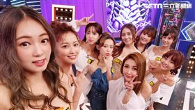 由女星愷樂領軍，綜藝節目《娛樂百分百》熱門單元「凹嗚狼人殺」」近日邀請9位女神齊聚廝殺，詹子晴、凱希、篠崎泫、陳敬宣、吳心緹、荳荳、紀卜心、梁以辰。圖／八大提供