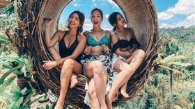 芳瑜（左起）、Lydia（蔡沐妍）、筱蕾（陳筱蕾）三閨密前進峇里島。（圖／翻攝自芳瑜臉書）