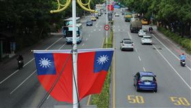 雙十國慶,花蓮縣,交通道路,掛上國旗,飄揚(圖/中央社)
