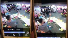 台北,士林夜市,撈魚攤,亮刀,比中指,外籍客（圖／翻攝畫面）