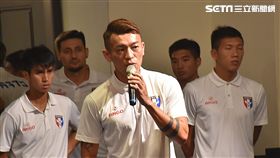 ▲陳柏良代表中華隊致詞，先向隊友道歉。（圖／記者林辰彥攝影）